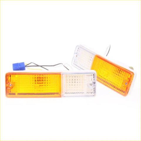 Front turn signal lightset for nissan datsun 720 ute with orange and clear dual-section led lights and wiring harnesses