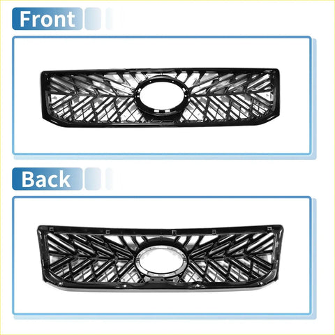 Black plastic front upper bonnet bumper grille for Toyota Land Cruiser Prado 2002-2009 with oval opening and crisscross mesh