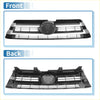 Front upper bumper grille for toyota highlander 2017-2019 black plastic with silver horizontal slats and oval emblem