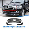 Chrome finished front upper bumper grille with horizontal slats and emblem for toyota land cruiser 2016-2023