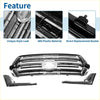 Front upper bumper grille for toyota land cruiser lc200 chrome abs plastic with black side trim and central emblem insert