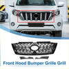 Black front upper bumper grille with diamond mesh and central oval cutout for Toyota Land Cruiser Prado FJ150 2014-2017