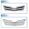 Chrome silver tone front upper bumper grille for toyota venza 2013-2015 with sleek horizontal slats and emblem indentation