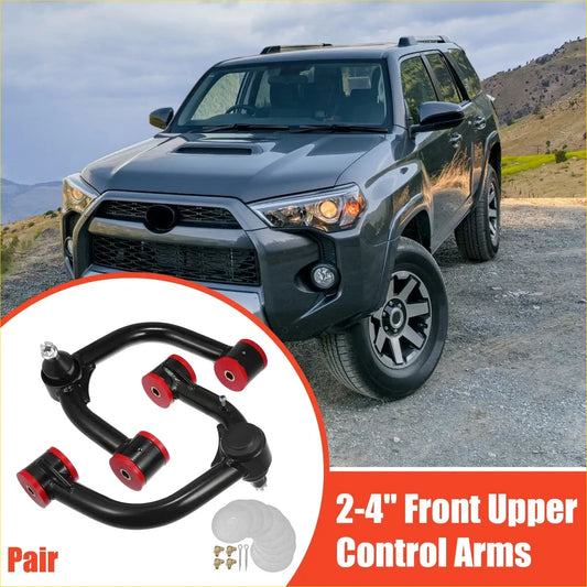 Black and red 2 to 4 inch front upper control arms with ball joint lift kit for toyota 4runner 2003 to 2022