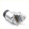 Silver metal front wheel brake cylinder with black rubber boot and visible piston for datsun nissan 520 521 620 720 j15