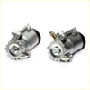 Front wheel brake cylinder for toyota hilux 1978-1983 silver metallic with gear-like front face and black rubber seals