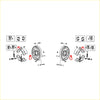 Front wheel brake cylinder set diagram in black and red for Toyota Hilux 1978-1983 showing brake drum assembly
