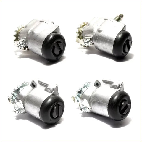 Silver and black car starter solenoid with cylindrical body and gear attachment for toyota hilux 1984-1988 brake cylinder set