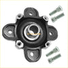 Front wheel hub and studs for ranger 900 black cast iron hub with silver threaded lug bolts visible from front side