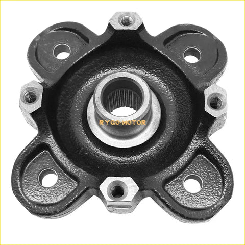 Front wheel hub and studs for ranger 900 black cast iron with silver metallic center bearing and hex bolt holes