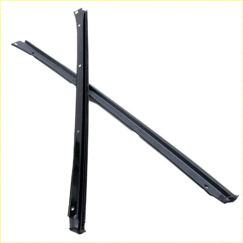Black metal window frame trim pieces with glossy finish and pre-drilled holes for nissan datsun d21 windshield seal