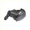 Black plastic front windshield washer nozzle for Toyota Tacoma 2005-2015 with curved smooth housing and threaded hose connection