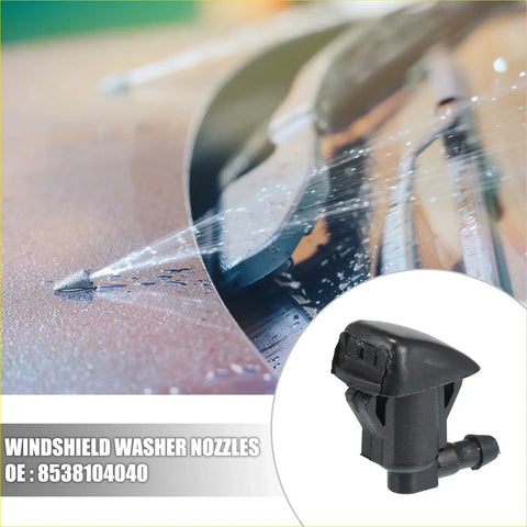 Front windshield washer nozzle for Toyota Tacoma 2005-2015 black plastic with sleek angular design and mounting bracket
