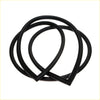 Black rubber front windshield weatherstrip seal strips for Toyota Hilux RN10 1968-1972 shown from back side