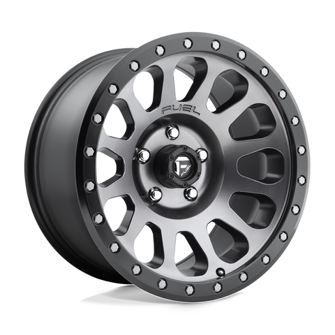 Fuel Vector D601 17x8.5 6x139.7 +7mm Matte Gunmetal Black Bead Ring