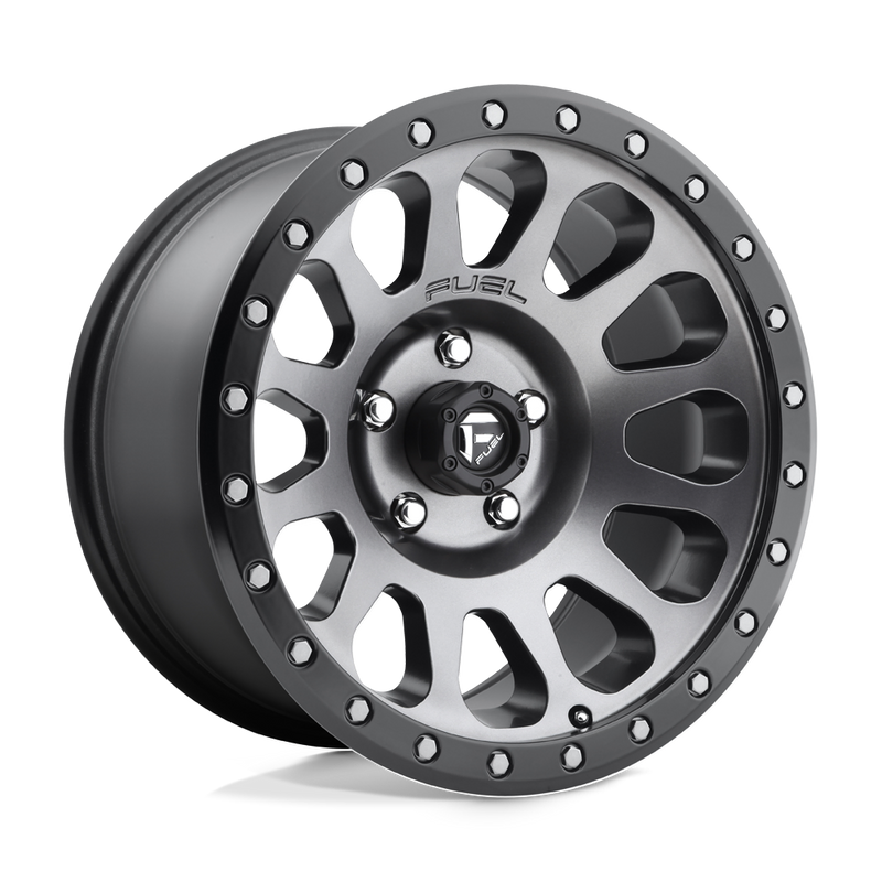 Fuel Vector D601 17x8.5 6x139.7 +7mm Matte Gunmetal Black Bead Ring