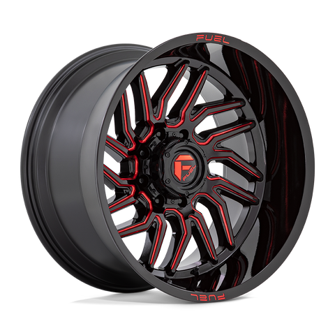 Fuel Hurricane D808 22x12 5x127 -44mm Gloss Black Milled Red Tint