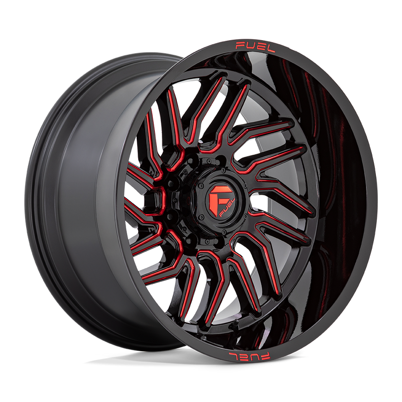 Fuel Hurricane D808 22x12 5x127 -44mm Gloss Black Milled Red Tint