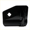 Black plastic fuel door cover for nissan hardbody pathfinder 1985-1999 showing back with hinge and camera cutout