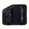 Back side of black plastic fuel door cover lid with molded contours and metal hinge for toyota hilux 1988-1997