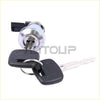 Silver metal fuel filler lid lock cylinder for Toyota Tacoma 1995–2004 with black key switch and two keys on a ring