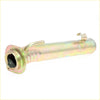 Gold-colored metal hitch receiver with flanged end and two hooks for fuel filler neck tube on datsun nissan 720