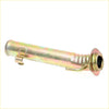 Gold-colored metal fuel filler neck tube with threaded end and clamps for datsun nissan 720 1980-1989