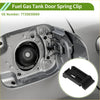 Black plastic fuel gas tank door spring clip for toyota sienna 2004-2020 shown from the back side