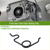 Black coiled metal spring clip for fuel gas tank door for toyota tundra 2007 to 2021 shown from back side