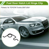 Black metal fuel gas tank door spring clip for toyota tundra 2007-2021 shown from the back side