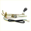 Gold-colored metal fuel gauge sending unit with black sensor wires for nissan sentra b11 1.6l displayed from back side
