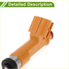 Orange plastic fuel injector with metallic tip and black seal ring for toyota ractis 1.5 2010-2016 model