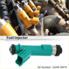 Teal and silver fuel injector with black rubber seals for toyota fj cruiser 4.0 2007-2009 showing back side