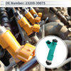 Teal and black fuel injector with metallic silver tip for Toyota FJ Cruiser 4.0 2007-2009 shown in circular view