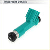 Teal fuel injector with black and silver metal parts for toyota fj cruiser 4.0 2007-2009 showing back side