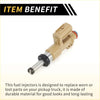 Tan plastic fuel injector with metallic nozzle black rubber seal and red-blue threaded connector for 2007-2009 toyota tundra
