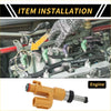 Orange plastic fuel injector with metallic nozzle and black rubber seals for toyota highlander 2016-2022