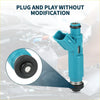 Turquoise plastic fuel injector with black rubber seals and metallic base for 2.4l toyota highlander 2001-2004