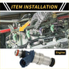 Fuel injector 4 holes for toyota tacoma 1995-2001 with green and blue metallic body shown from the back side