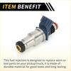 Blue and silver fuel injector with black rubber seal for pickup trucks designed for toyota tacoma 1995-2001