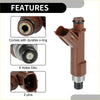 Brown plastic fuel injector with metallic silver base and black rubber o-ring for Toyota 4Runner 4.7L (2004-2009)