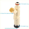 Cream-colored plastic fuel injector with o-rings and metallic nozzle tip for toyota altezza sxe10 3sge 2.0l 1998-2005