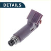 Fuel injector for toyota avensis 1.8 vvt-i with purple plastic body black tip and metallic connector visible