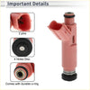 Pink plastic fuel injector with black rubber o-ring and metallic base for toyota rav4 aca2 cla2 zca2 2000-2005