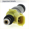 Fuel injector for toyota rav4 sxa1 3sge yellow plastic with black rubber seals and metallic threaded end