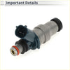 Gray metallic fuel injector with dark blue plastic connector and black rubber seals for toyota tacoma sr5 2.4 1998-2000