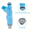 Light blue plastic fuel injector nozzle with metallic base and black o-ring for toyota platz 1999-2005