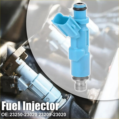Light blue plastic fuel injector nozzle with metallic base and black rubber seal for toyota platz 1999-2005