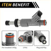 Gray fuel injector nozzle with black and red o-ring seals and plastic connector housing for toyota tacoma 2005-2014 back side