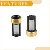 Black and gold fuel filter with mesh screen shown from back for fuel injector seal o-ring set toyota 3vze 3.0l